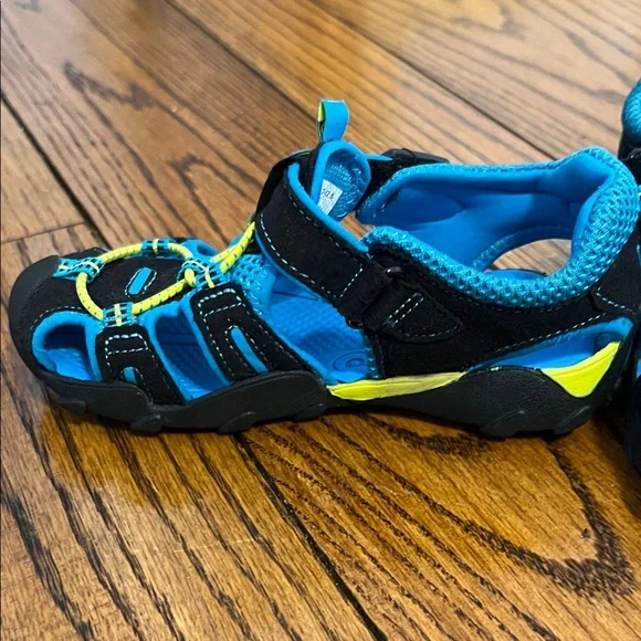 Pediped Kids Sandals in Black and Blue with Yellow Accents - Picture 3 of 16